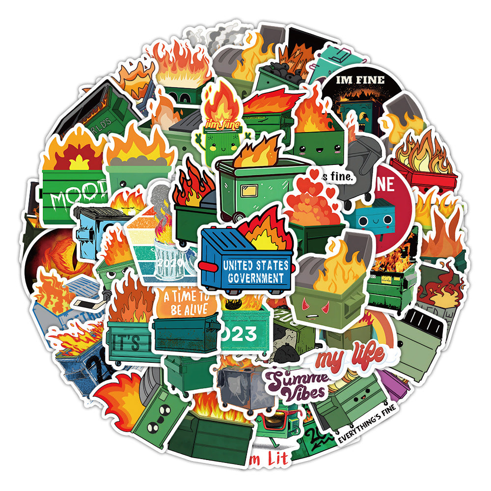 Wholesale 50 cartoon trash can fire stickers